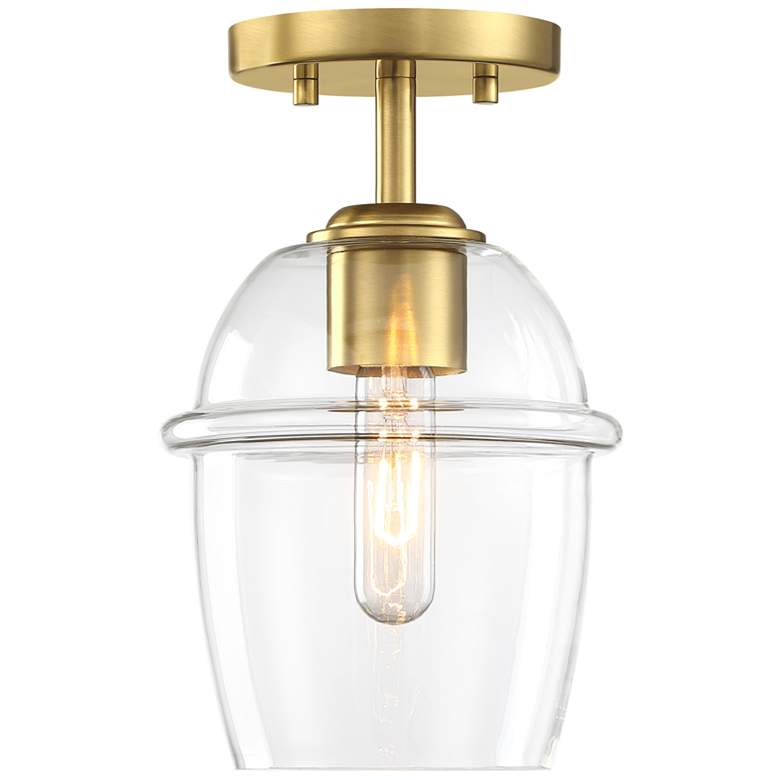 Image 1 Summer Jazz 7 in. 1-Light Brushed Gold Transitional Semi Flush Mount