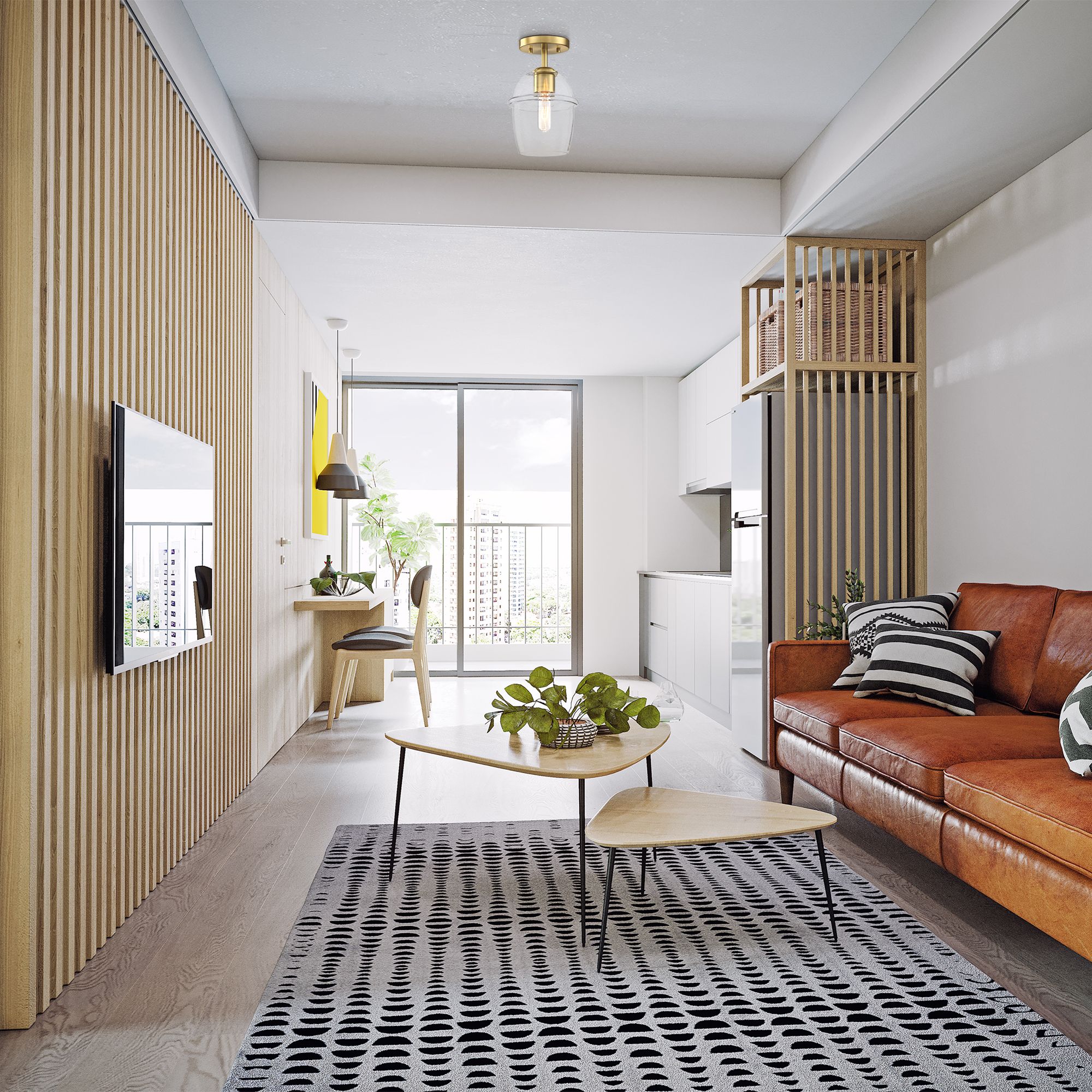 Summer Jazz 7 in. 1-Light Brushed Gold Transitional Semi Flush Mount