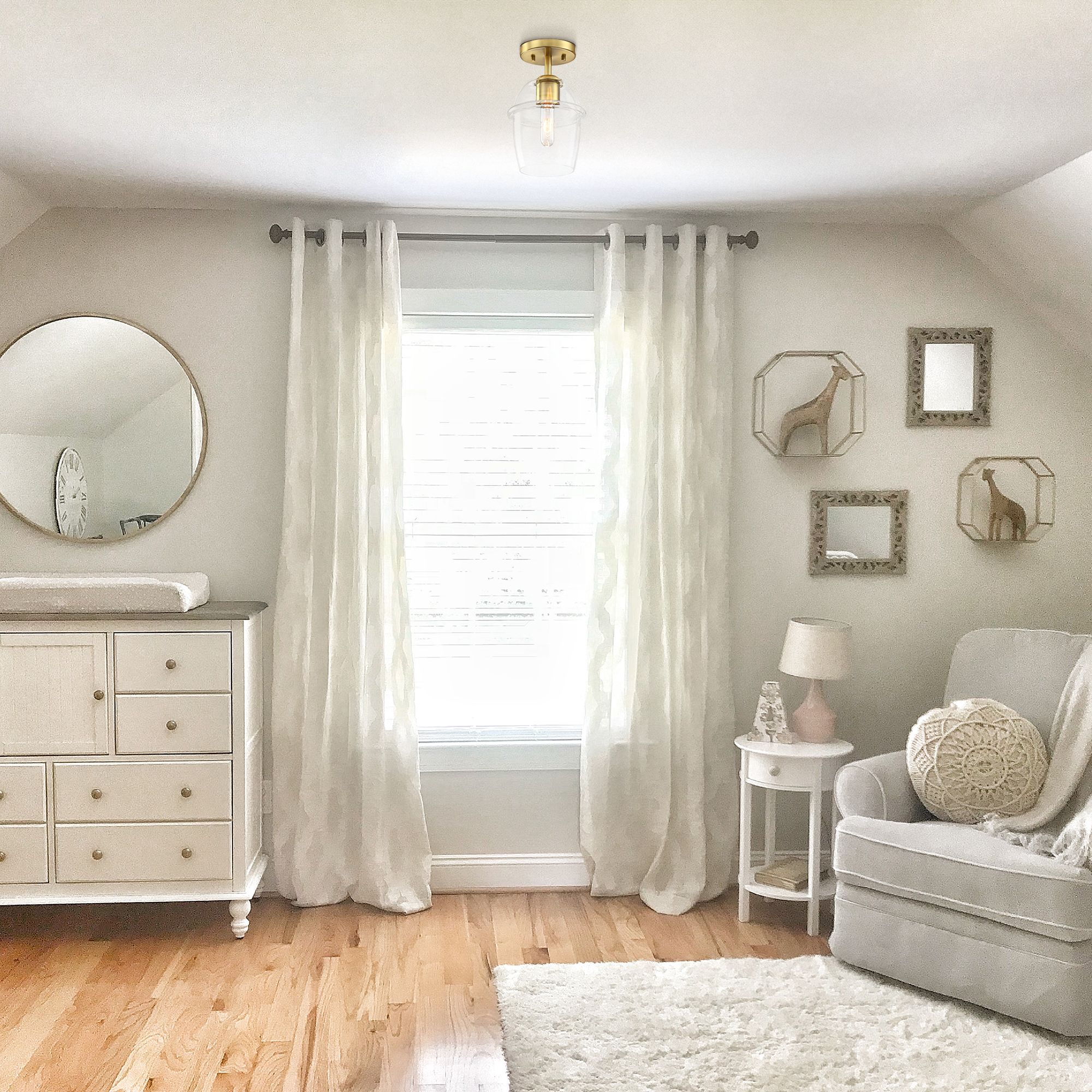 Summer Jazz 7 in. 1-Light Brushed Gold Transitional Semi Flush Mount