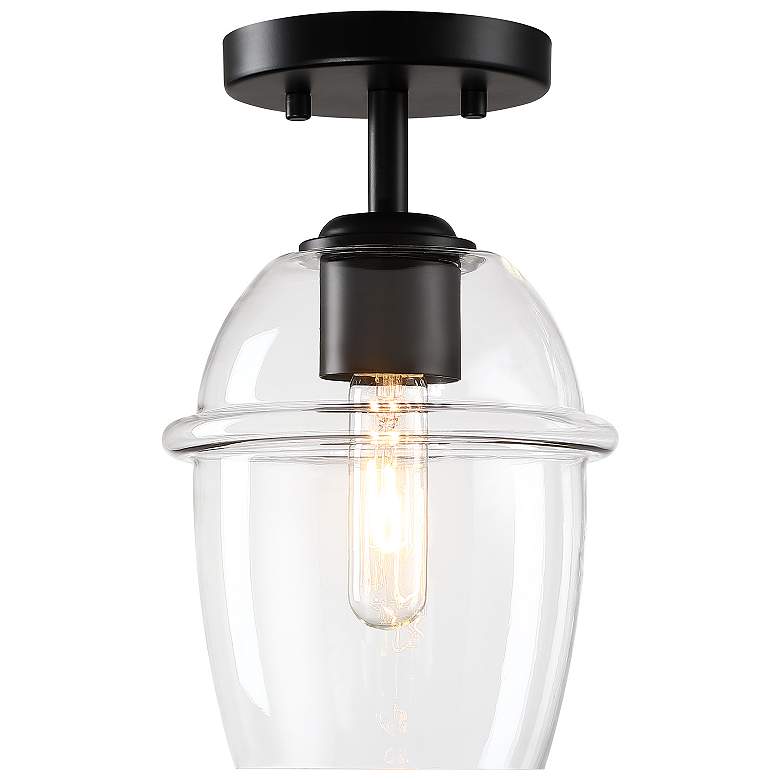 Image 1 Summer Jazz 7 in. 1-Light Matte Black Transitional Semi Flush Mount
