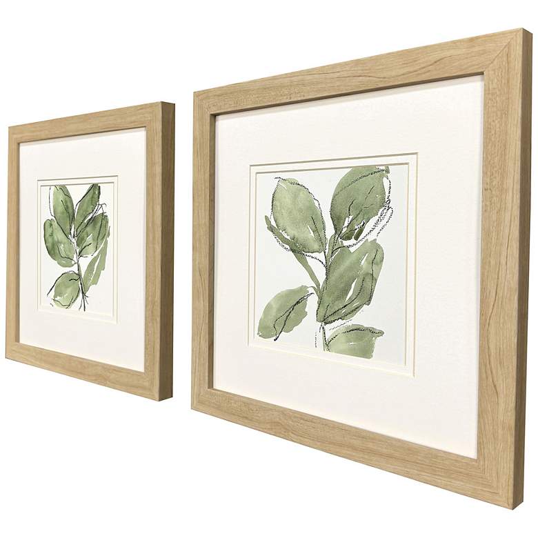 Image 2 Summer Leaves 12"W x 12"H Framed Art Set of 2 more views