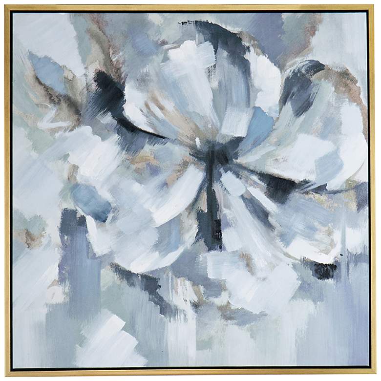 Image 1 Summer Solstice 39.5" x 39.5" Grey & Blue Oil Painting on Fra
