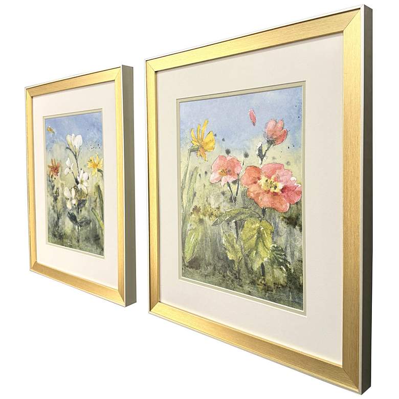 Image 2 Summer Wildflowers I 18"W x 21"H Framed Art Set of 2 more views