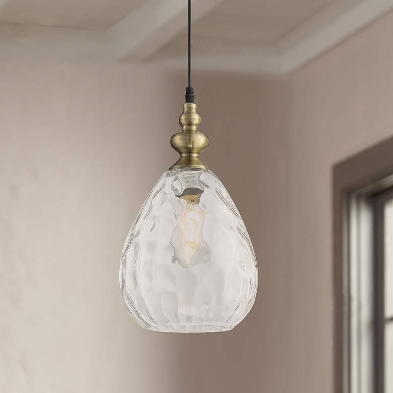 Image 1 Summerle 8 1/4"W Antique Brass Plated Glass Mini Pendant