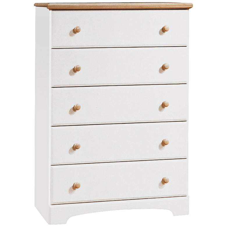 Image 1 Summertime Collection White and Maple 5-Drawer Chest