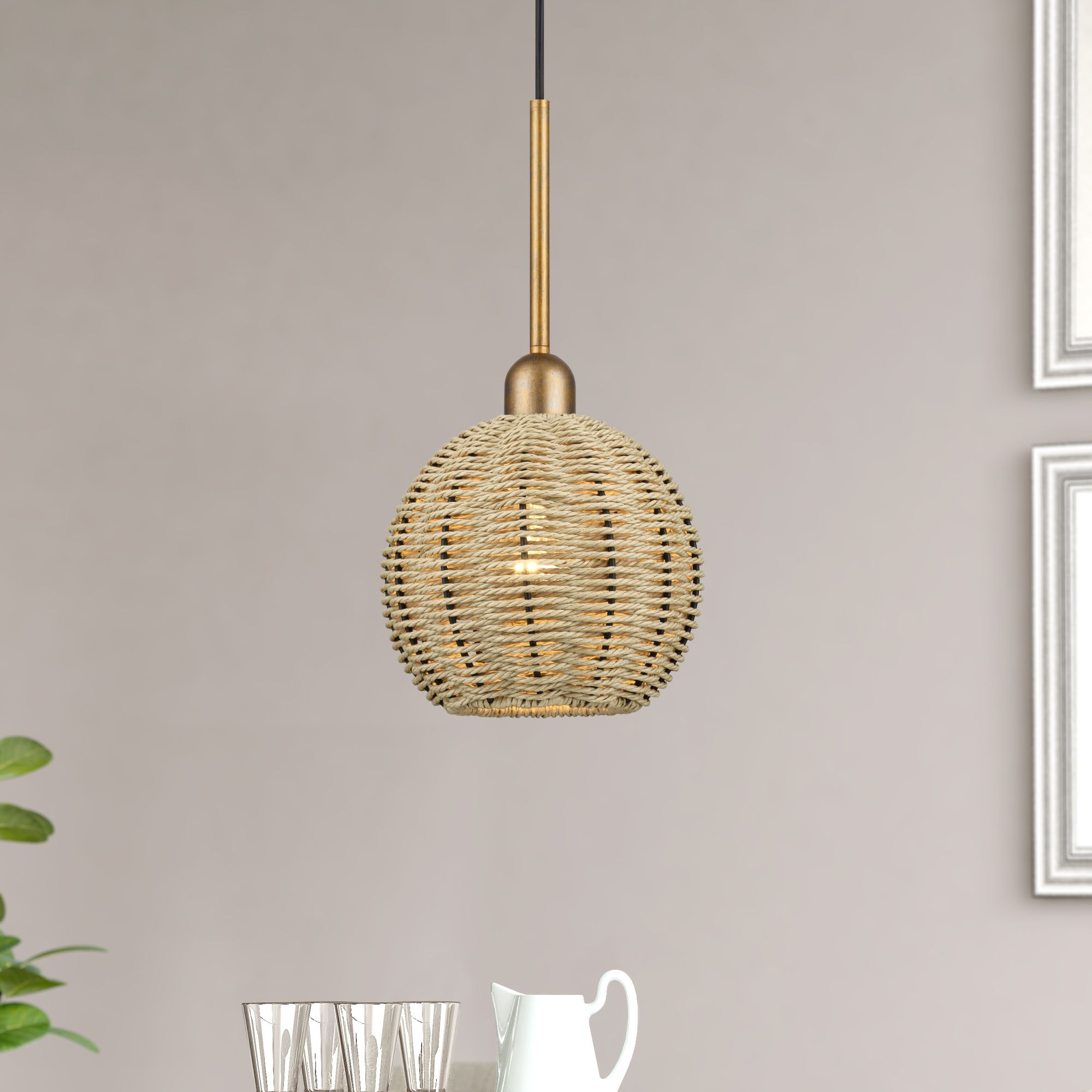 Summervine 1 Light Antique Gold Leaf Mini Globe Pendant
