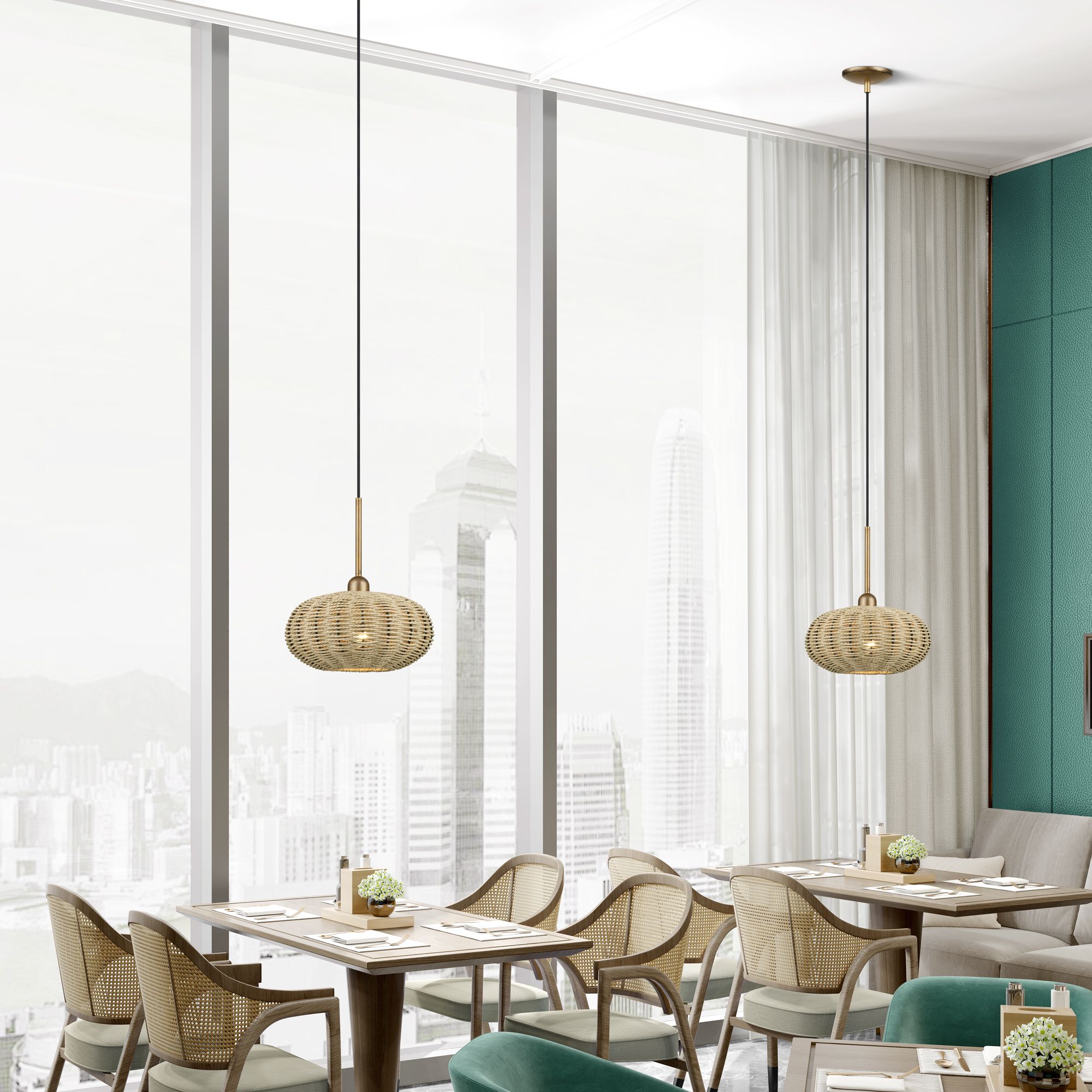 Summervine 1 Light Antique Gold Leaf Pendant