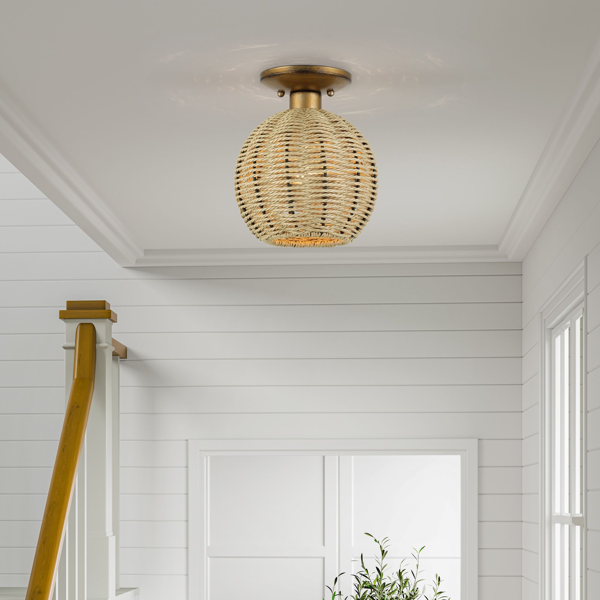 Summervine 1 Light Antique Gold Leaf Small Semi-Flush