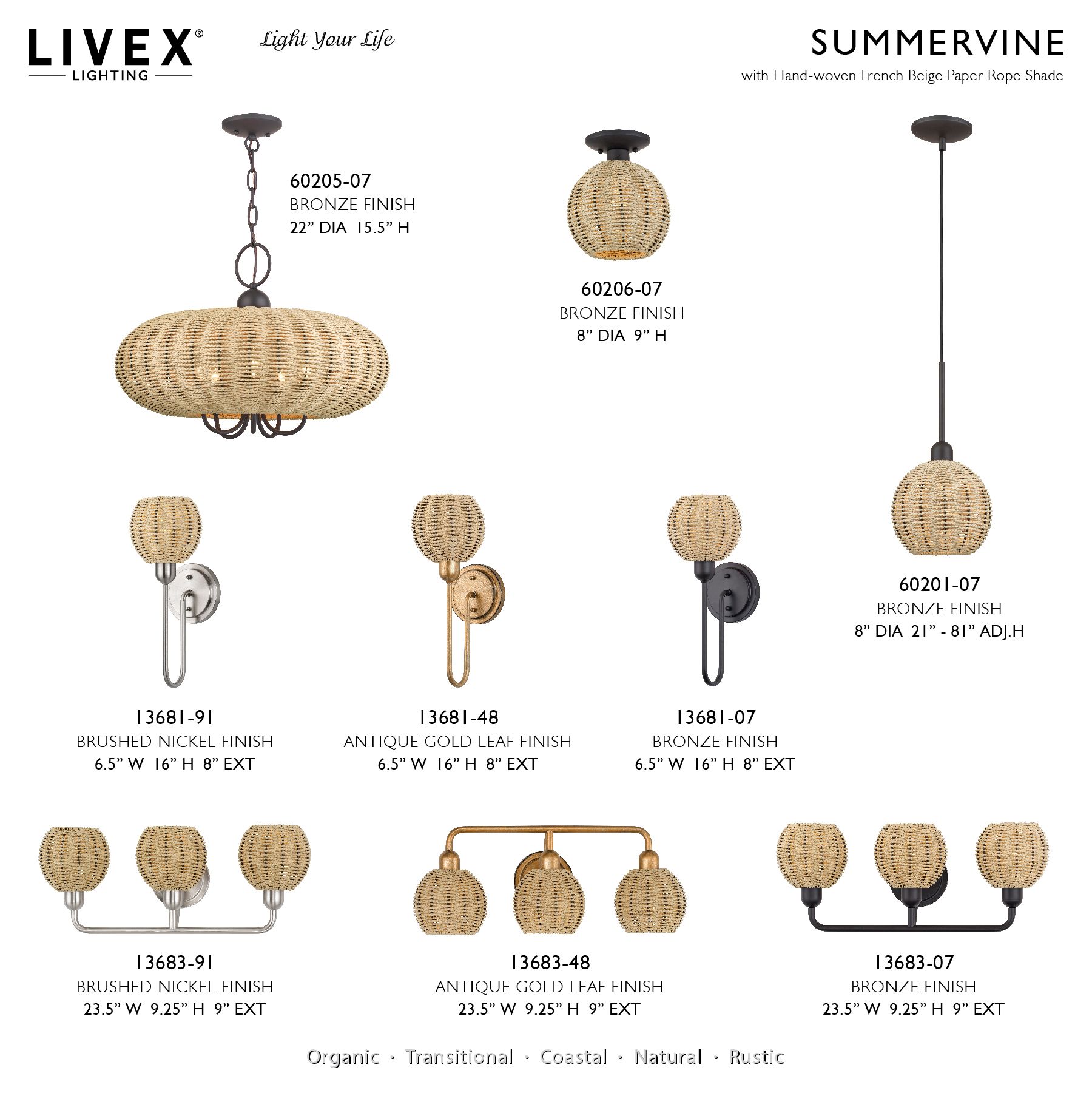 Summervine 1 Light Bronze Small Semi-Flush
