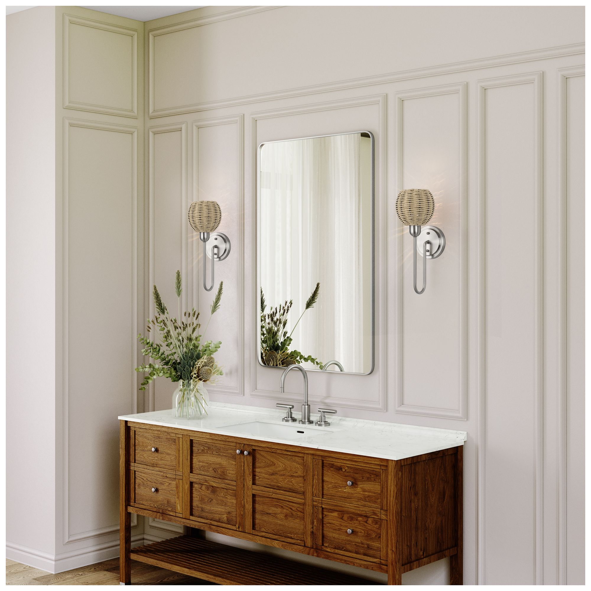 Summervine 1 Light Brushed Nickel Sconce