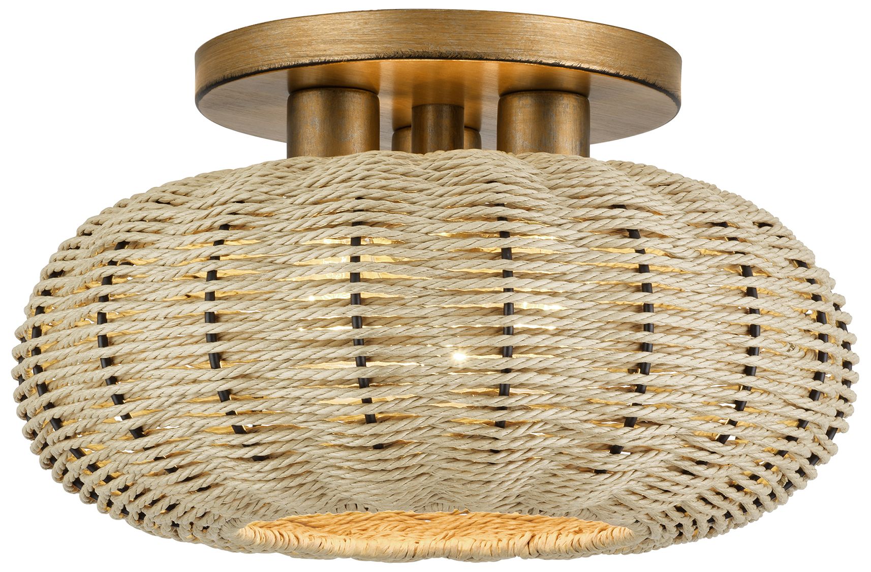 Summervine 3 Light Antique Gold Leaf Large Semi-Flush