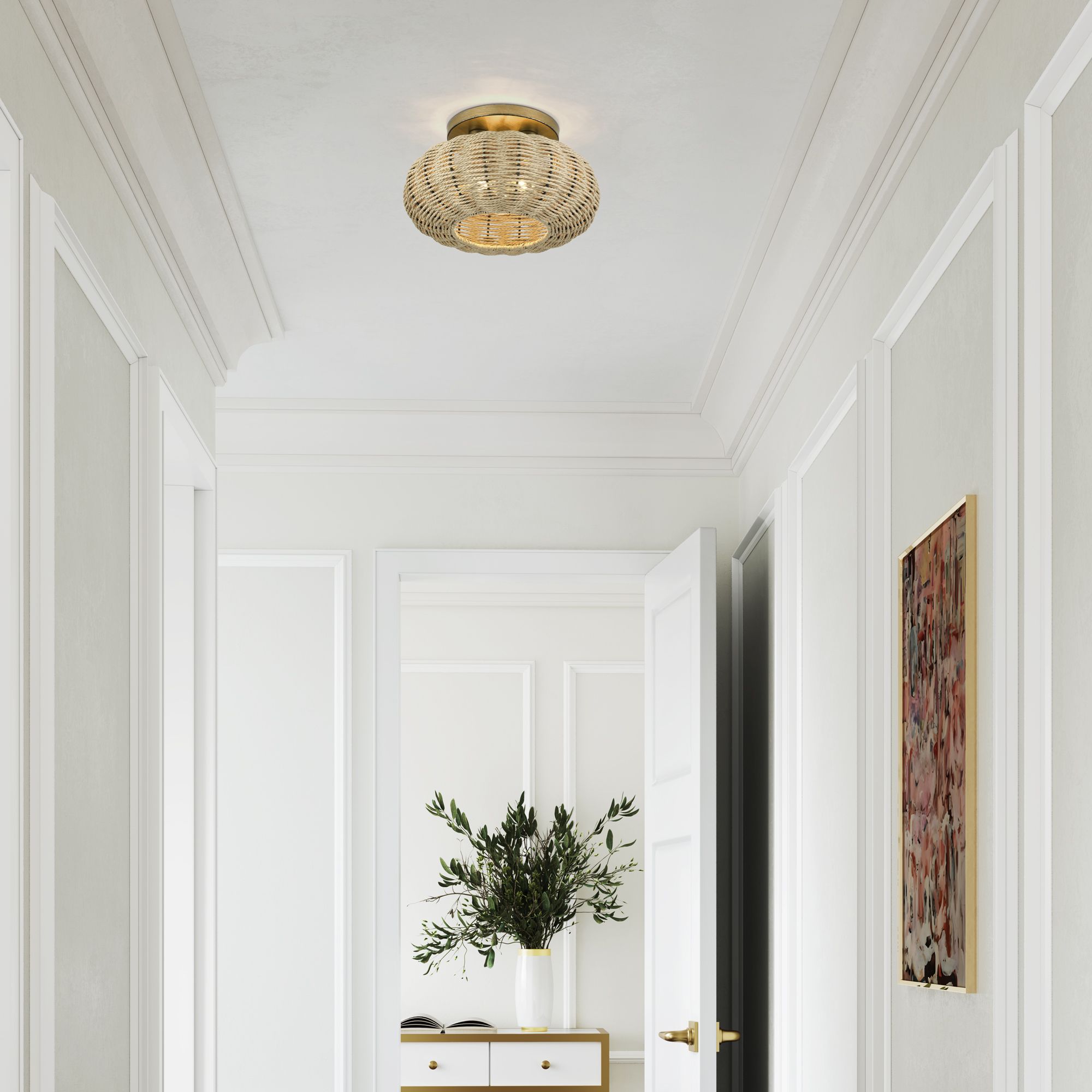 Summervine 3 Light Antique Gold Leaf Large Semi-Flush