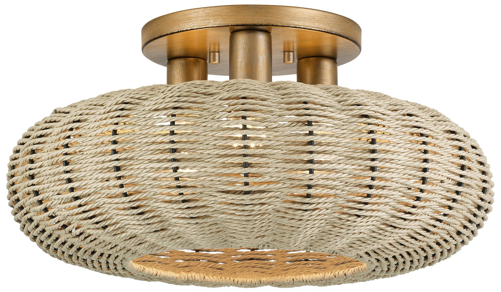 Summervine 3 Light Antique Gold Leaf Large Semi-Flush