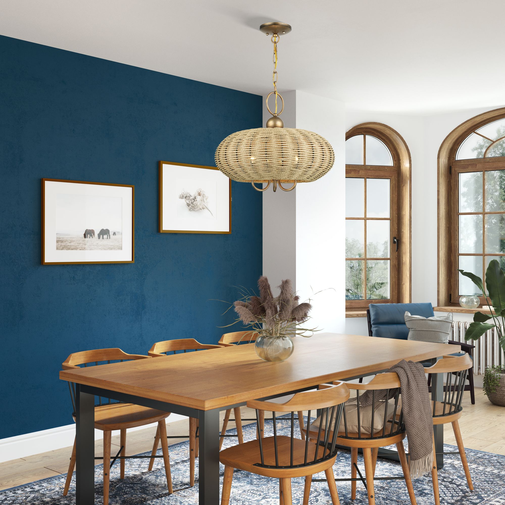 Summervine 3 Light Antique Gold Leaf Pendant Chandelier