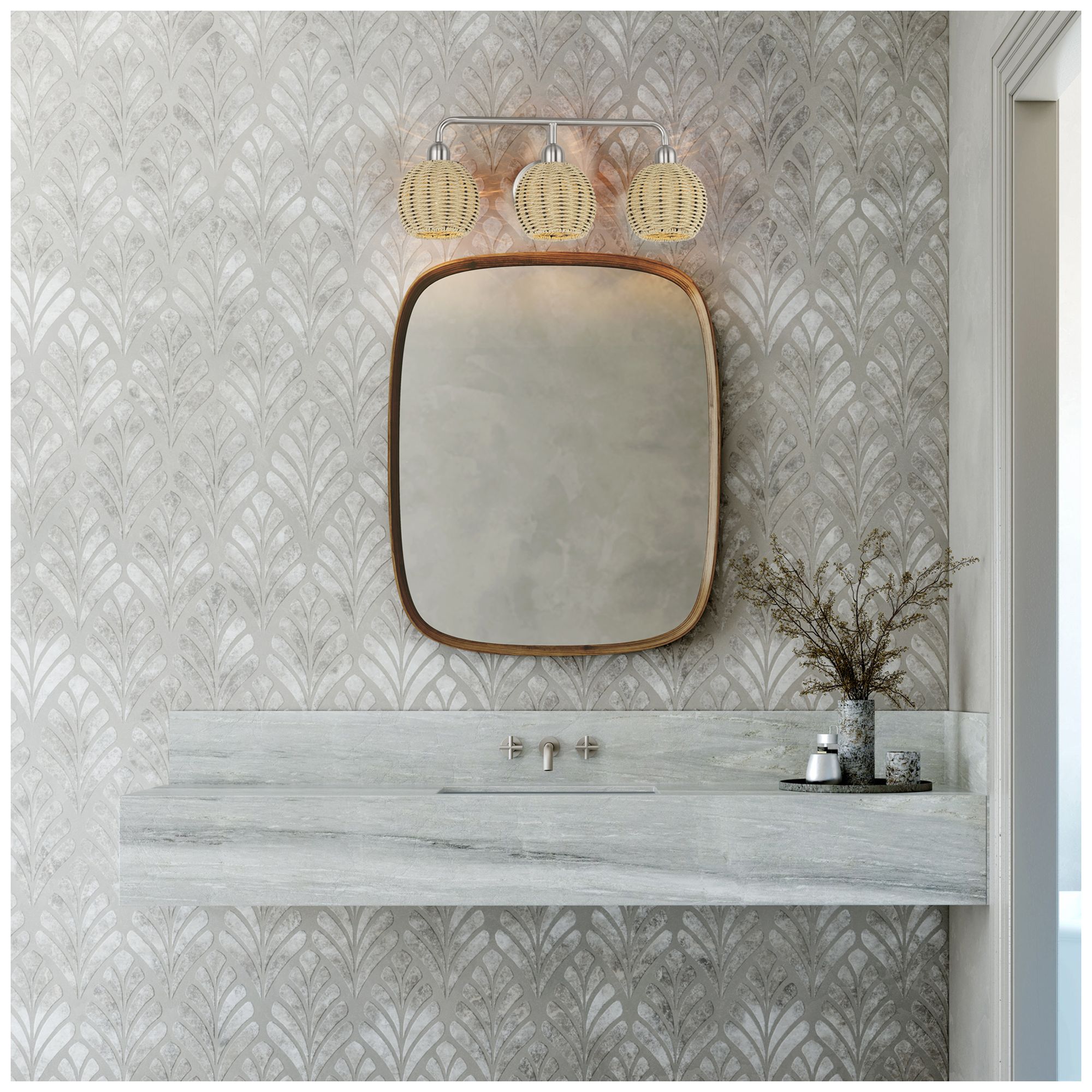 Summervine 3 Light Brushed Nickel Vanity Sconce