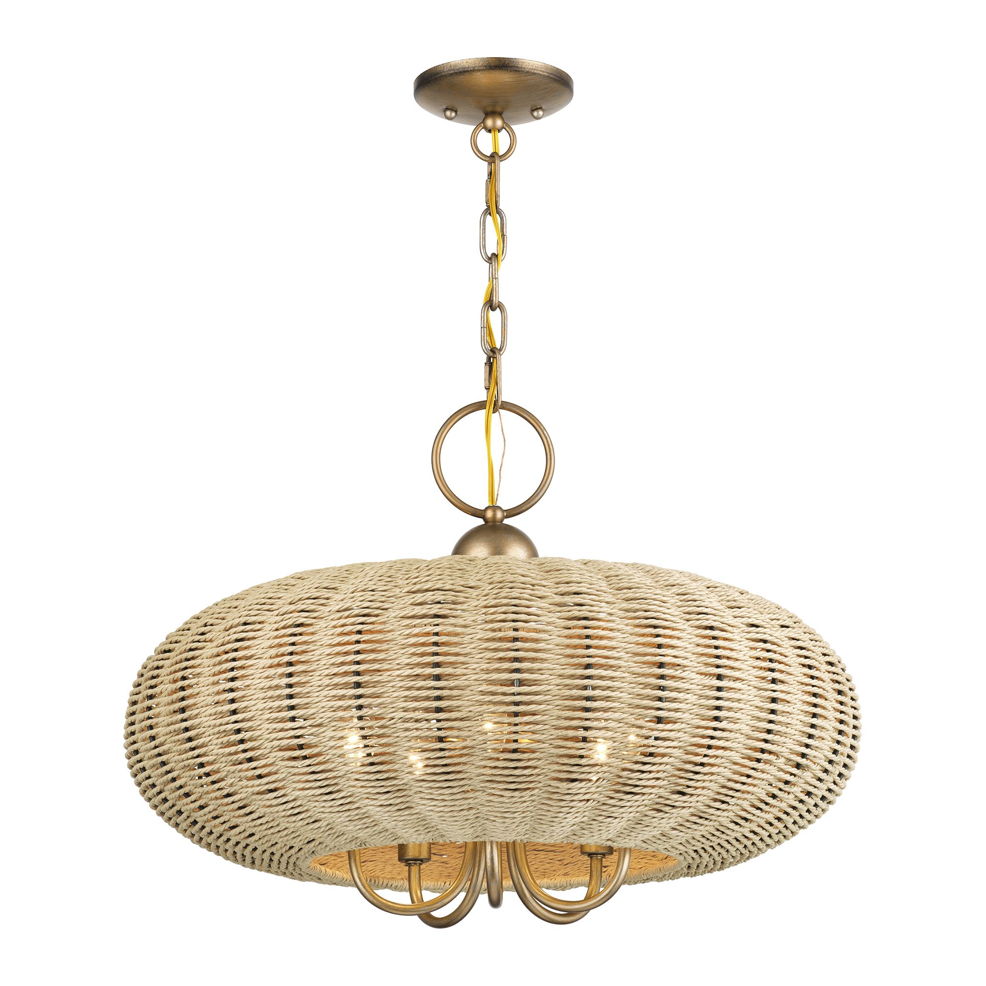 Image 4 Summervine 5 Light Antique Gold Leaf Pendant Chandelier more views