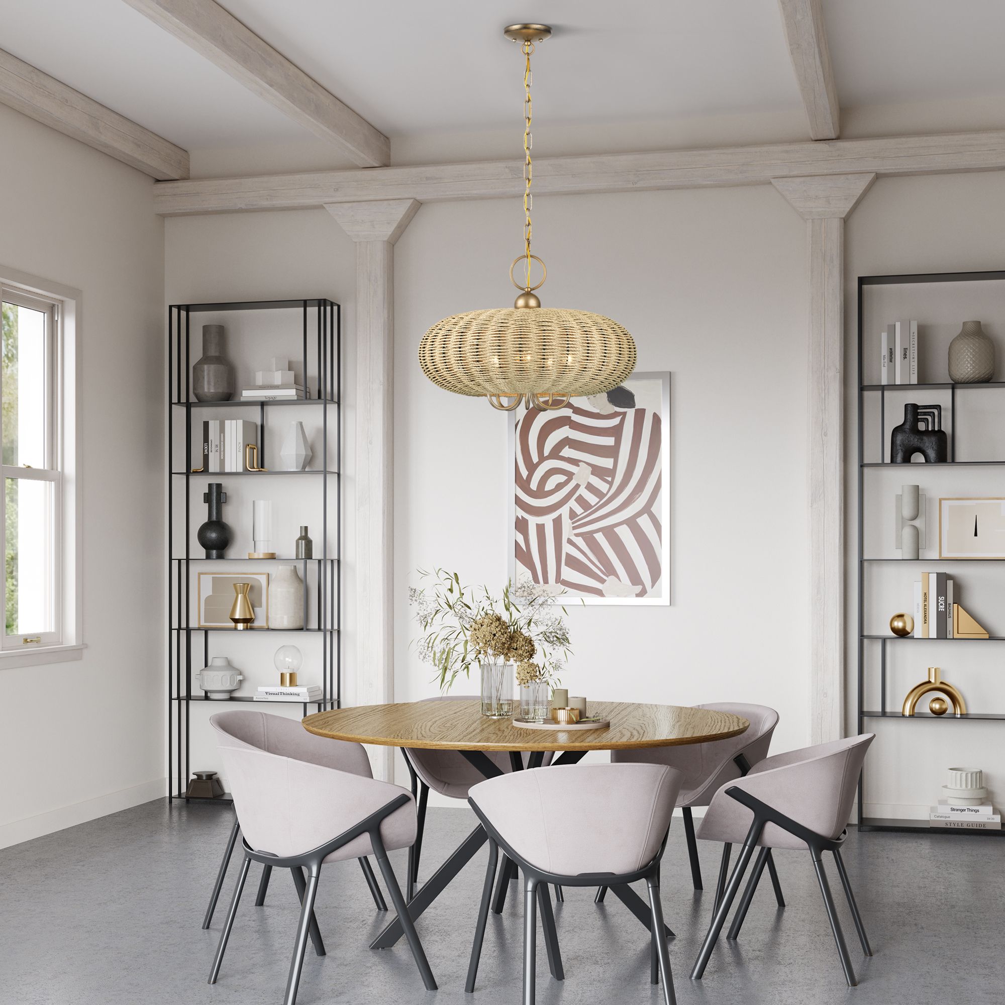 Summervine 5 Light Antique Gold Leaf Pendant Chandelier