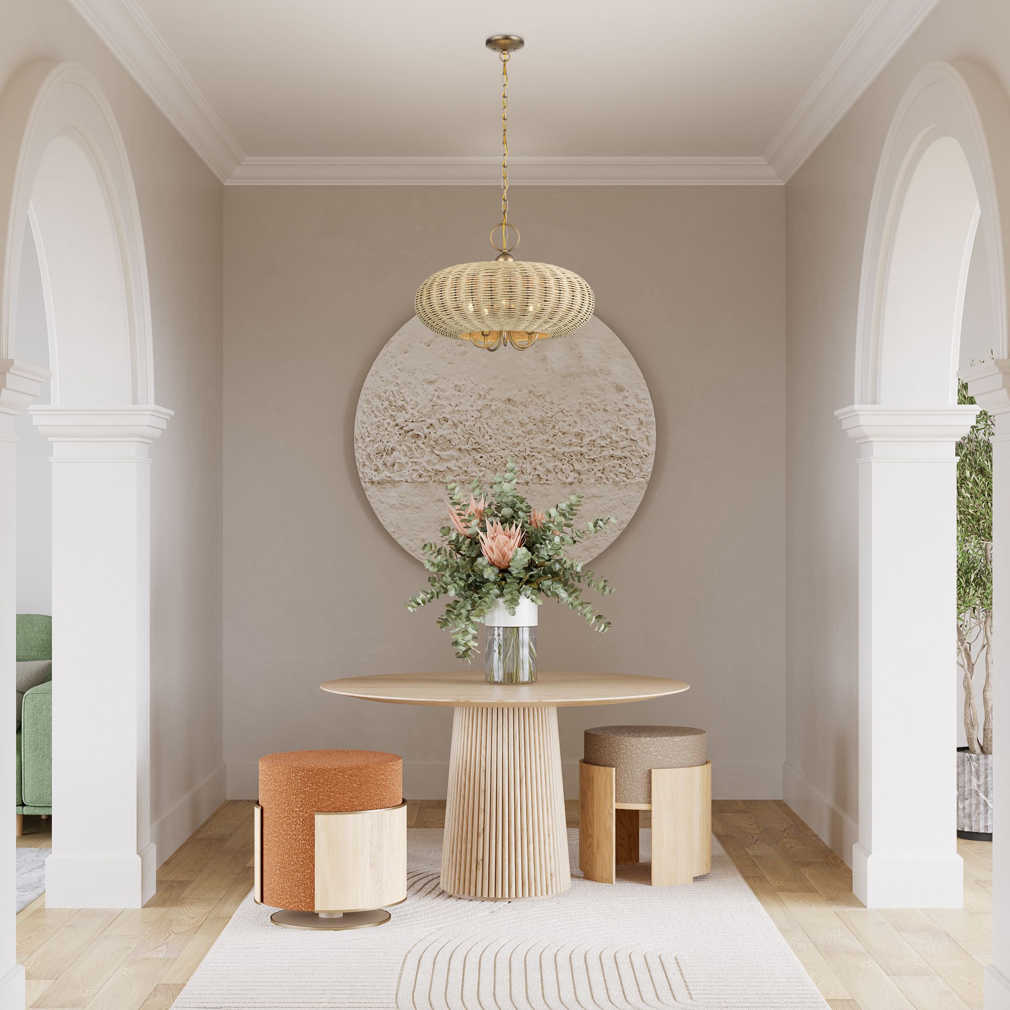 Summervine 5 Light Antique Gold Leaf Pendant Chandelier