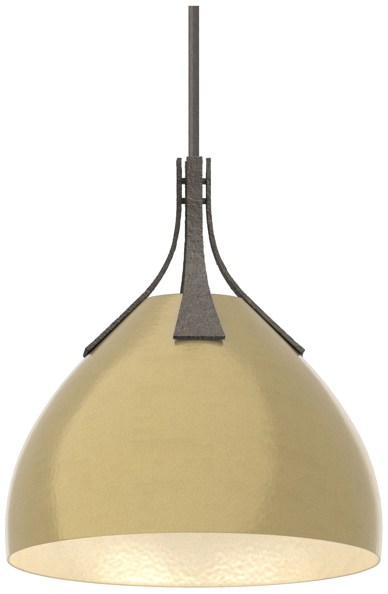 Summit 13" Wide Dark Smoke Pendant w/ Modern Brass - Made to Order