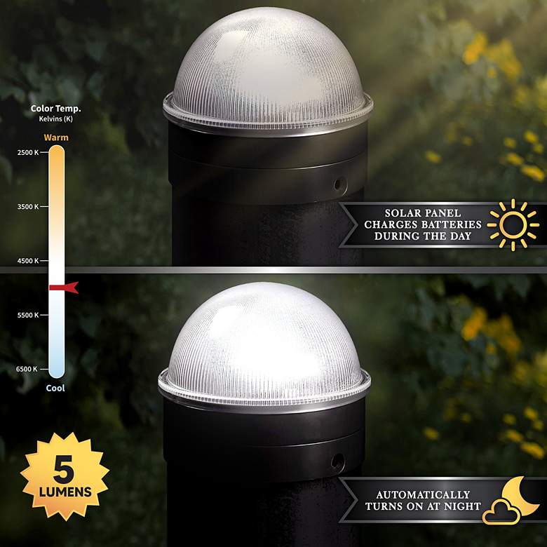 Image 4 Summit 2 1/2" High Black Solar LED Outdoor Post Cap more views