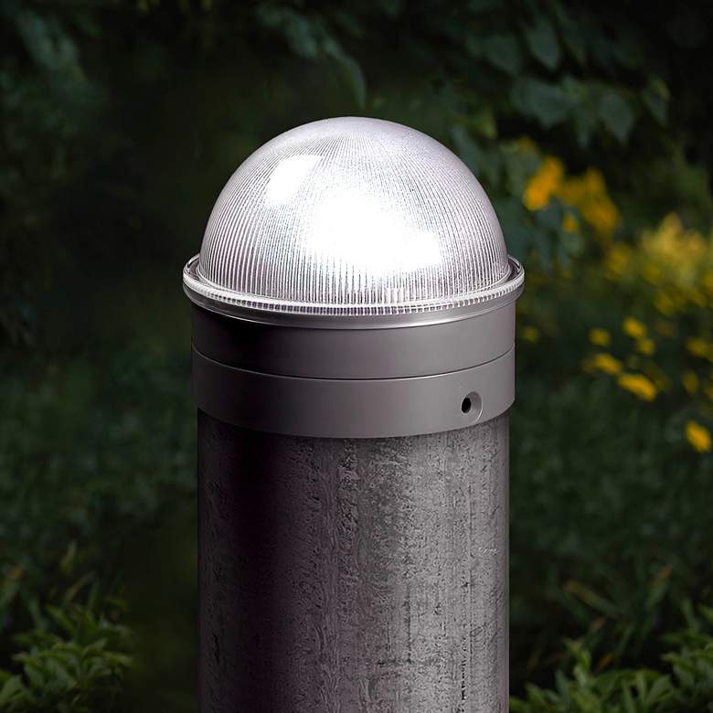 Image 2 Summit 2 1/2 inch High Silver Solar LED Outdoor Post Cap more views
