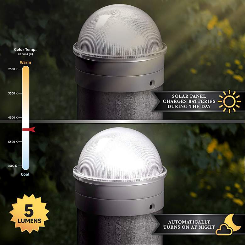 Image 4 Summit 2 1/2" High Silver Solar LED Outdoor Post Cap more views