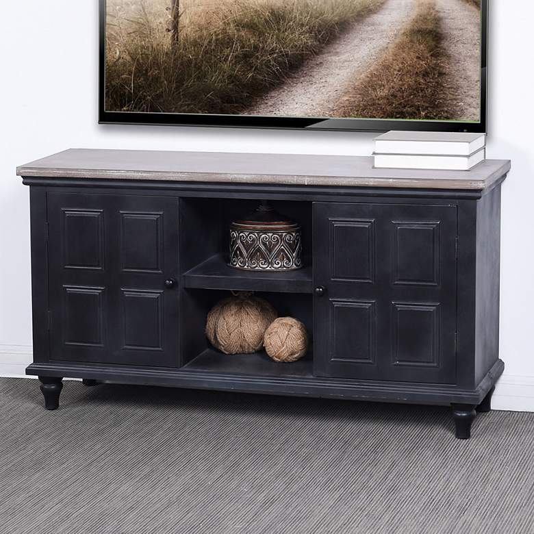 Image 1 Summit 2-Door & 2-Shelf Black Wooden Media Cabinet