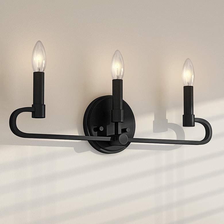 Image 1 Summit 20 inch Wide Matte Black Metal 3-Light Vanity Bath Light