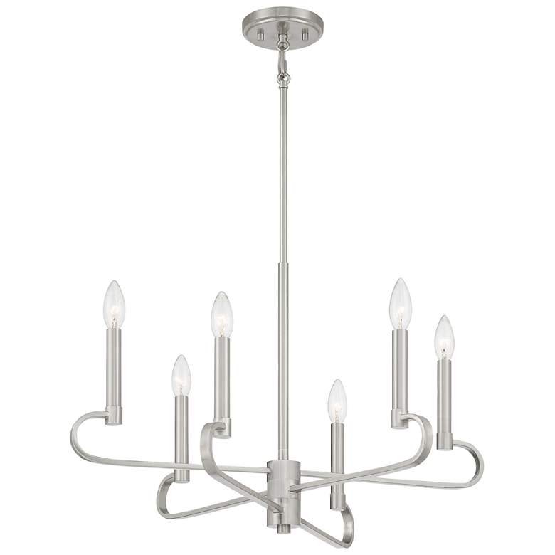 Image 1 Summit 25.5" Wide Brushed Nickel 6 Light Chandelier
