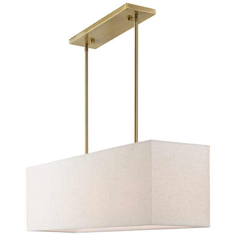 Image 7 Summit 36" Wide Antique Brass Linear Shade Chandelier more views