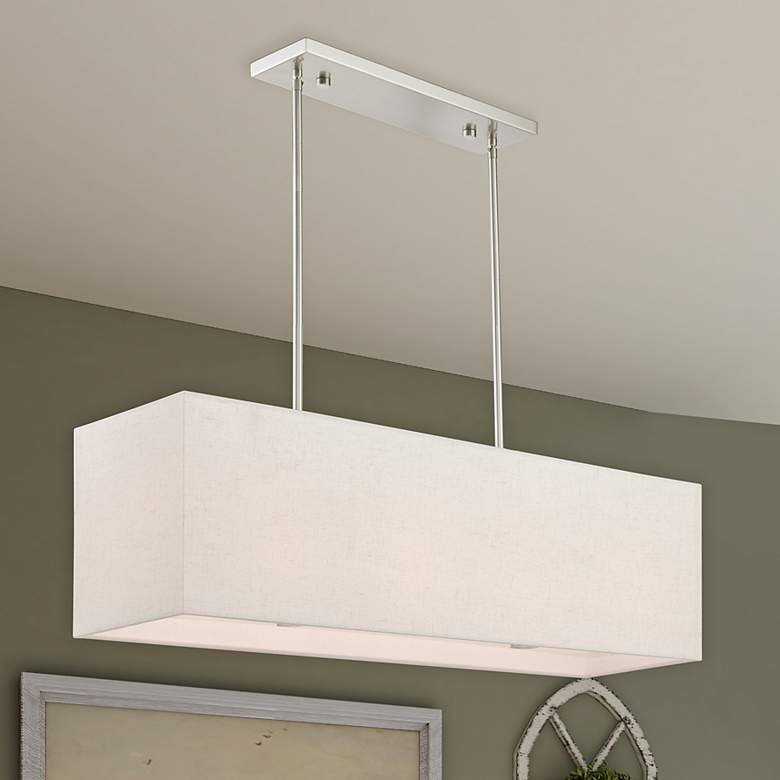 Image 2 Summit 36" Wide Brushed Nickel Linear Shade Chandelier