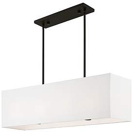 Image5 of Summit 36"W Black Linear Pendant Light with Off-White Shade more views