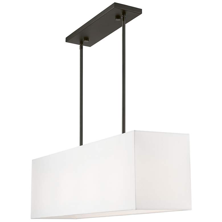 Image 6 Summit 36"W Black Linear Pendant Light with Off-White Shade more views
