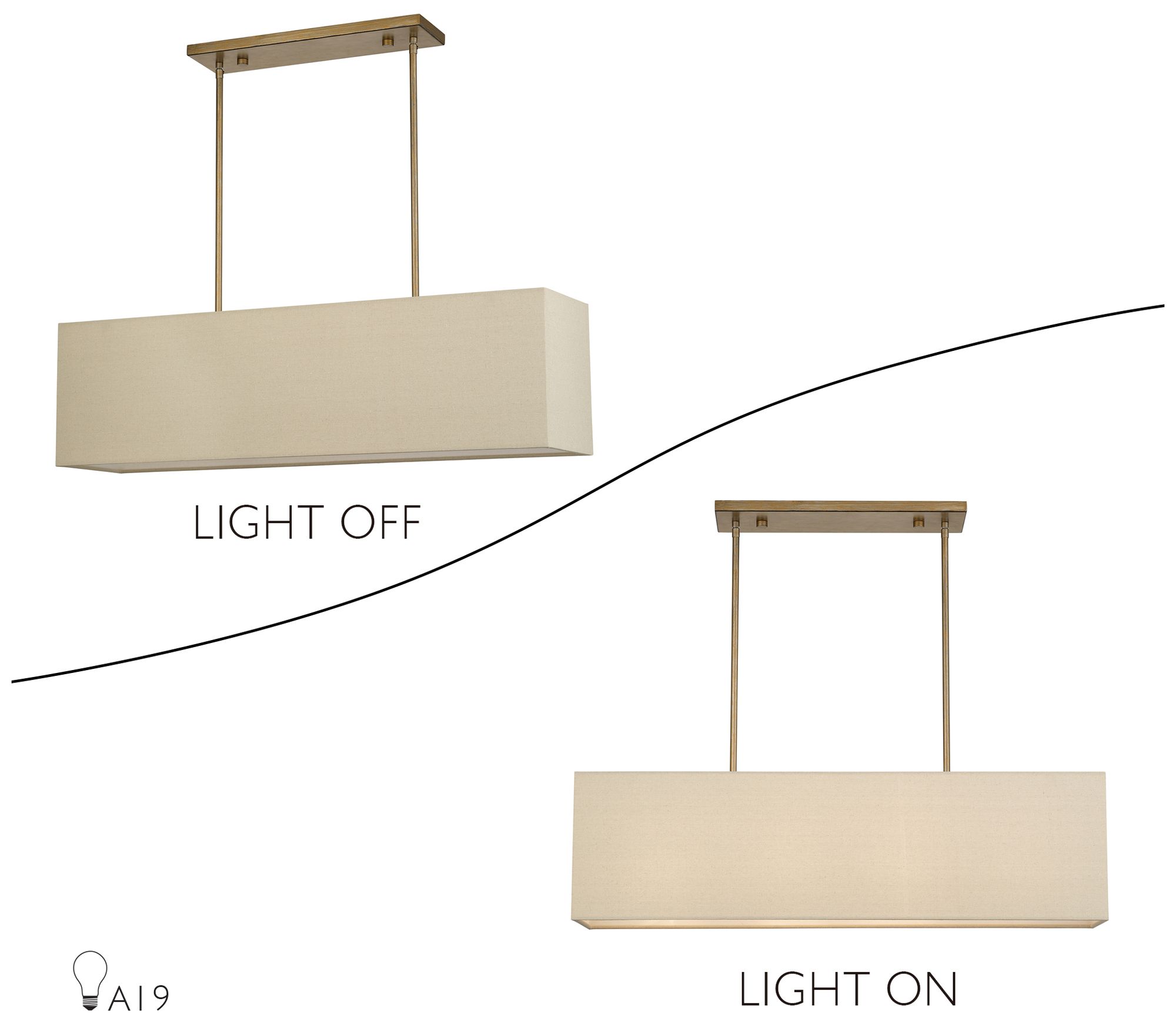 Summit 4 Light Antique Gold Leaf Large Linear Chandelier