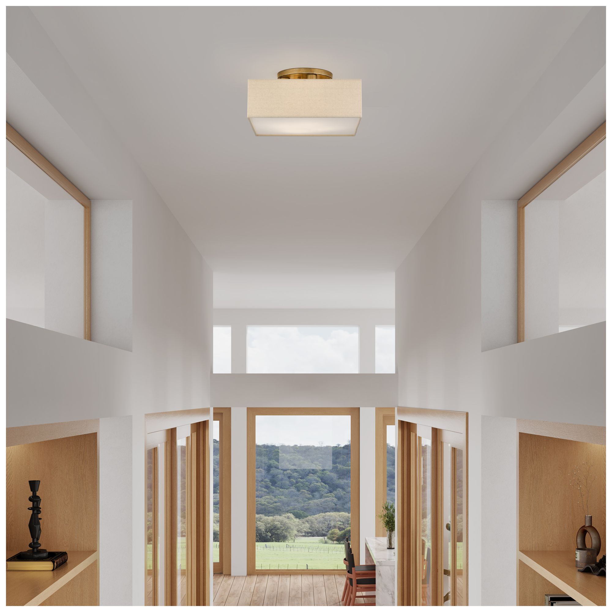 Summit 4 Light Antique Gold Leaf Semi-Flush