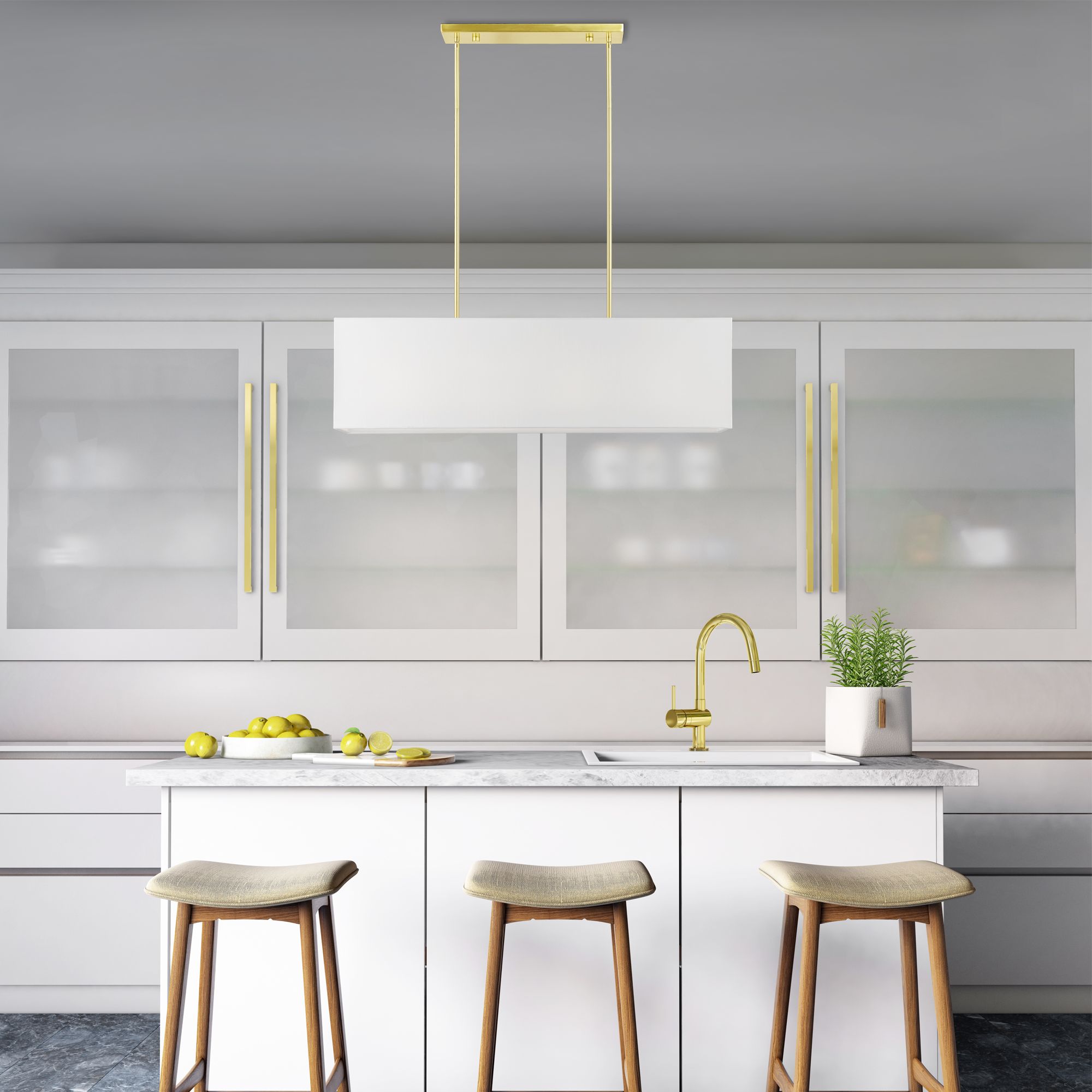 Summit 4 Light Satin Brass Linear Chandelier