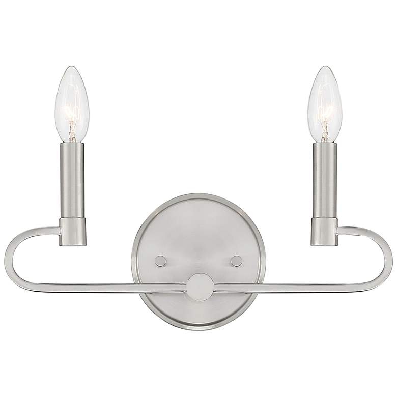 Image 1 Summit 6 1/2 inch High Brushed Nickel Metal 2-Light Wall Sconce