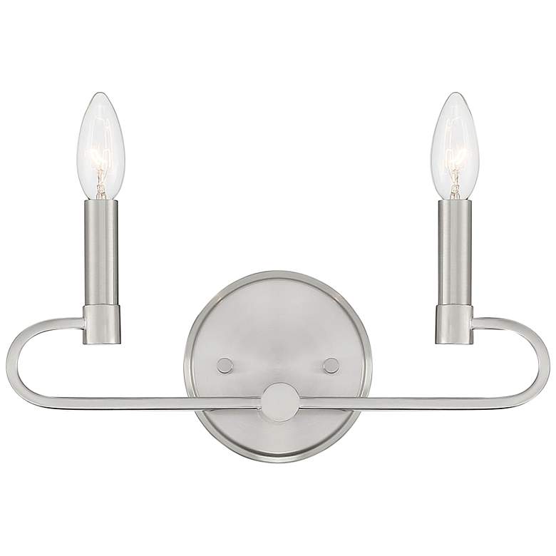 Image 1 Summit 6 1/2" High Brushed Nickel Metal 2-Light Wall Sconce