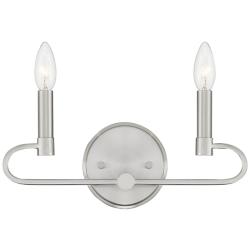 Summit 6 1/2&quot; High Brushed Nickel Metal 2-Light Wall Sconce