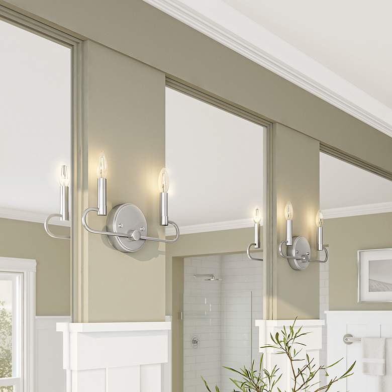 Image 3 Summit 6 1/2" High Brushed Nickel Metal 2-Light Wall Sconce more views