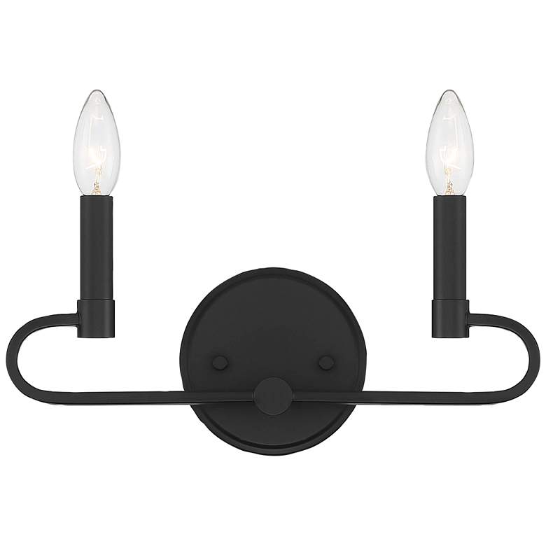 Image 1 Summit 6 1/2" High Matte Black Metal 2-Light Wall Sconce