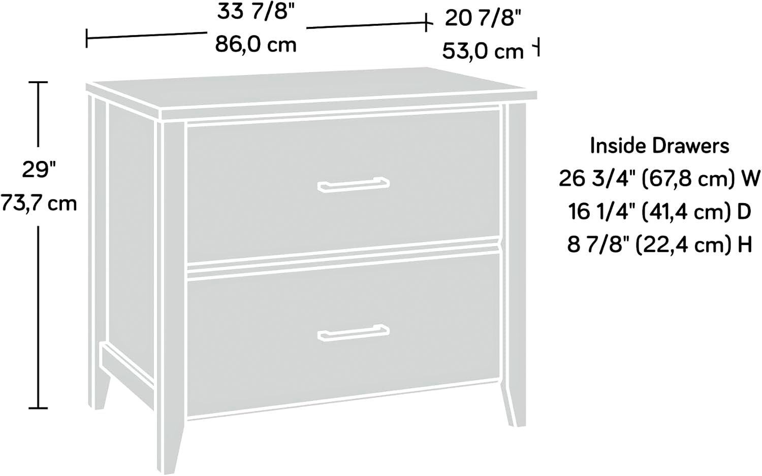Summit Station 34"W Laurel Oak 2-Drawer Lateral File Cabinet