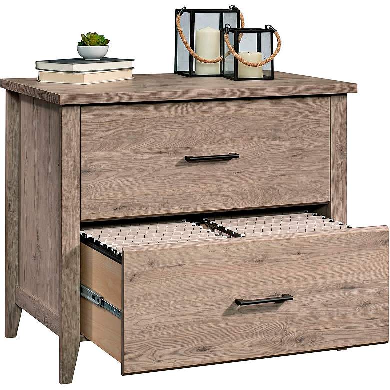 Image 5 Summit Station 34"W Laurel Oak 2-Drawer Lateral File Cabinet more views