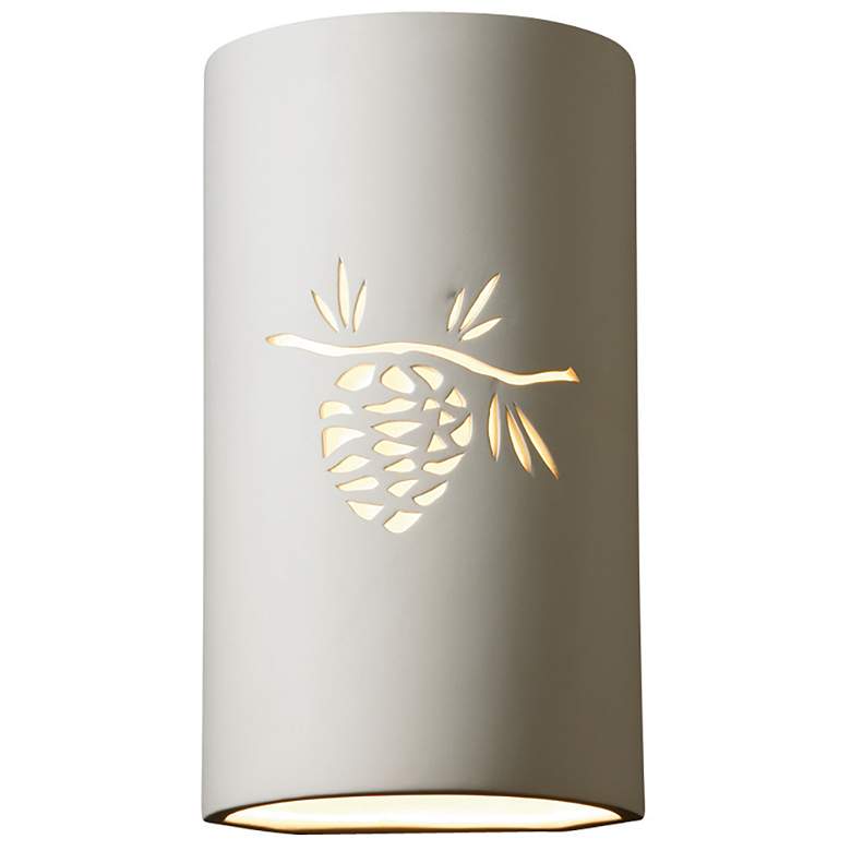 Image 1 Sun Dagger 13.75" High Bisque Large Cylinder Outdoor LED Wall Sconce