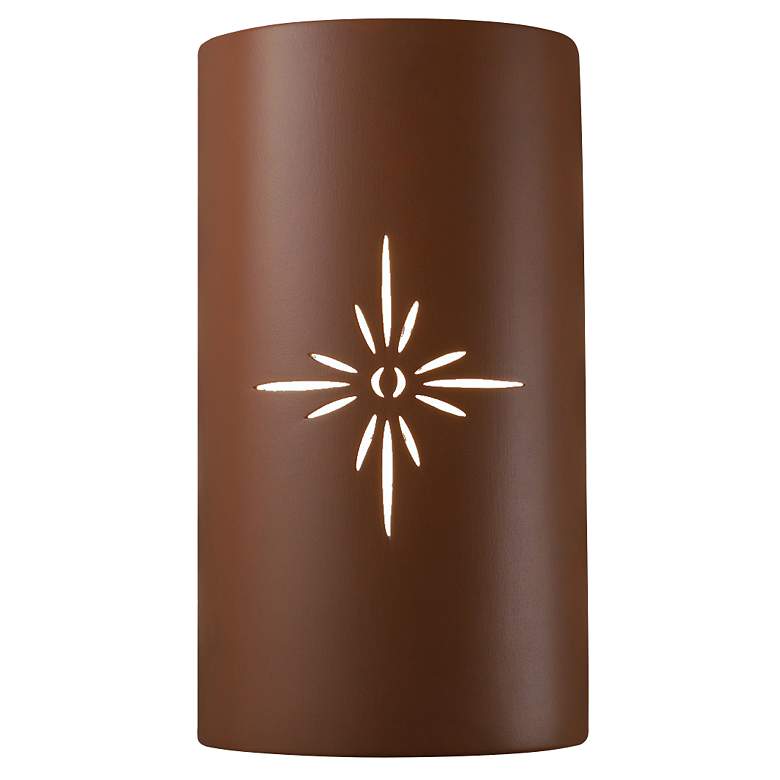 Image 1 Sun Dagger 13.75" High Canyon Clay Large Cylinder LED Wall Sconce