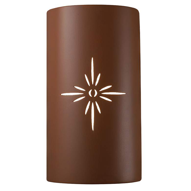 Image 1 Sun Dagger 13.75 inch High Canyon Clay Large Cylinder Outdoor LED Wall Sco
