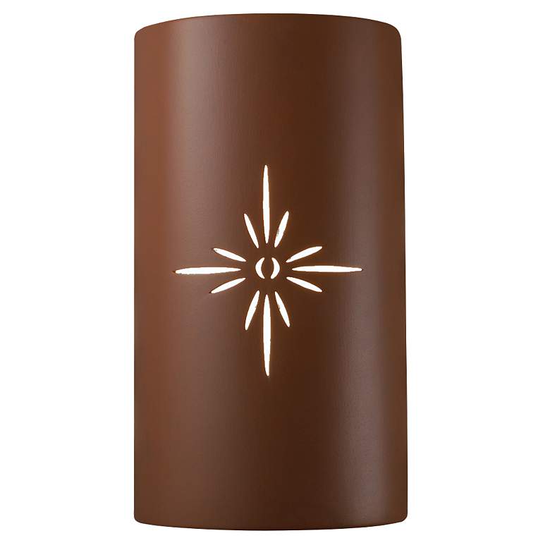 Image 1 Sun Dagger 13.75" High Canyon Clay Large Cylinder Outdoor LED Wall Sco