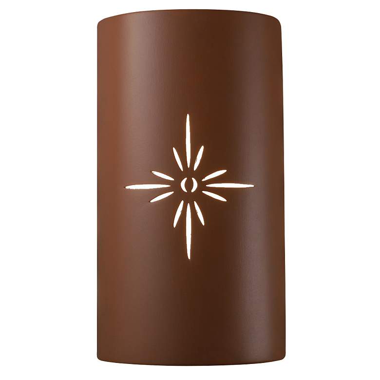 Image 1 Sun Dagger 13.75 inch High Canyon Clay Large Cylinder Outdoor Wall Sconce