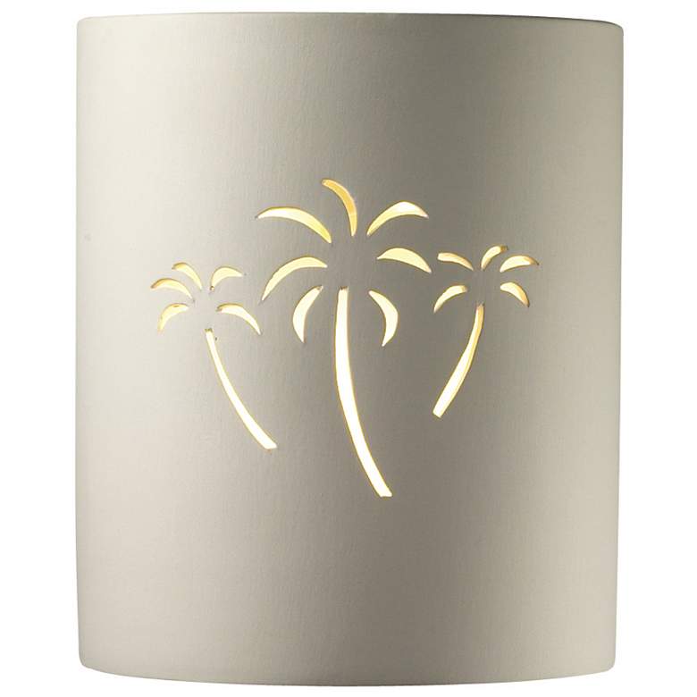 Image 1 Sun Dagger 9.25" Open Bisque Small Cylinder Palm Tree Outdoor Wall Sco