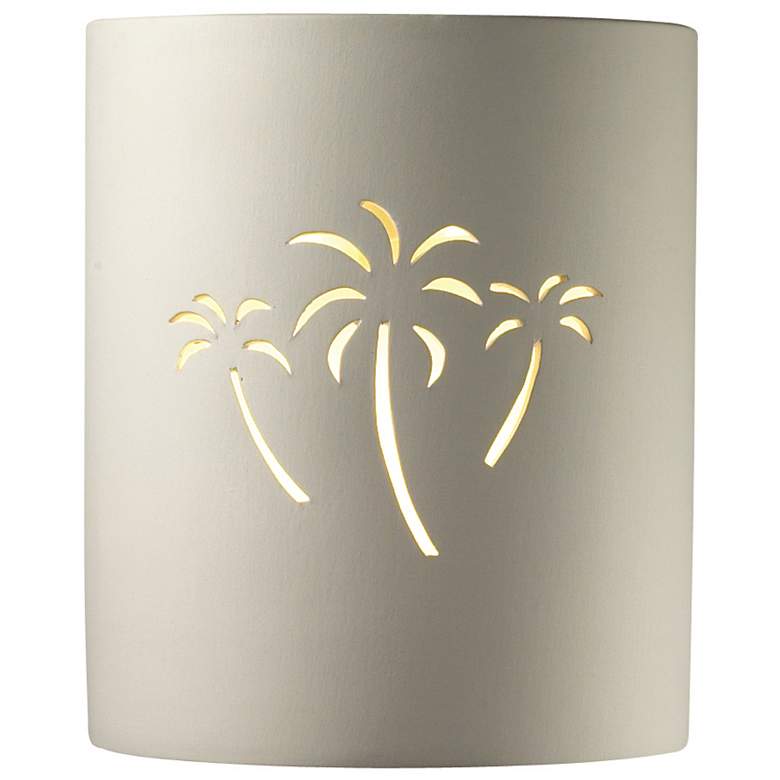 Image 1 Sun Dagger 9.25" Open Bisque Small Cylinder Palm Tree Wall Sconce